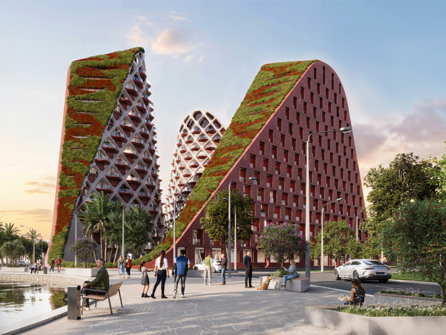Grand Brilliant biophilic residential towers on the Qerret seafront