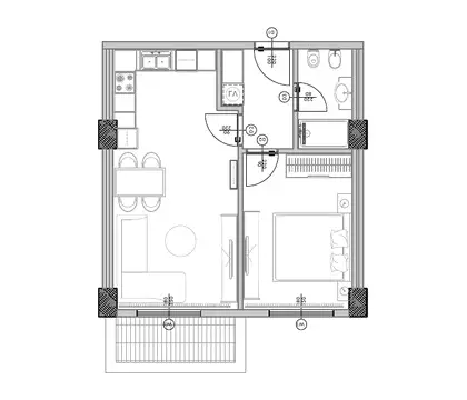 Typical layout of a Palm Paradise 1+1 apartment