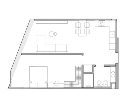 Typical layout of a Seastra 1+1 apartment